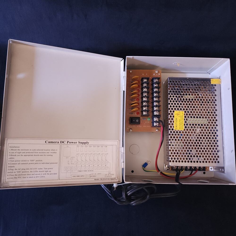 CCTV Camera DC Power Supply TR W-12VDC-8P/13A 110V 1.8 AMP/Channel PTC Fuse Type